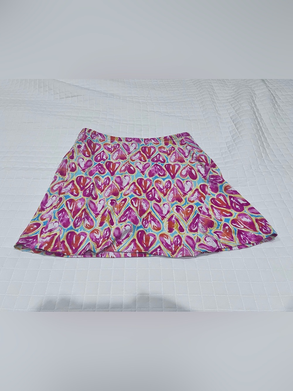 IBKUL Pink Multicolor Heart-Print Mini Skirt